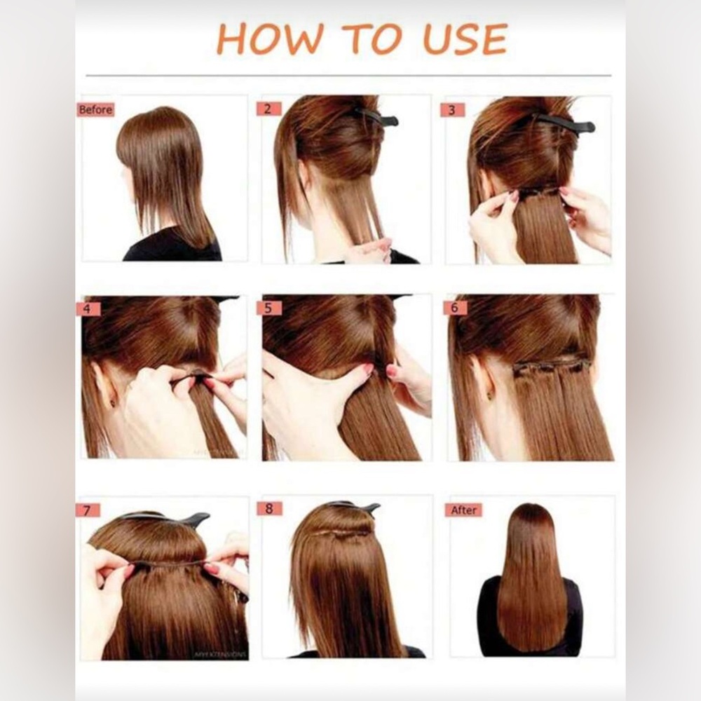 22” Human Hair Blend Clip-In Extensions Long Straight Soft, Full & Natural Look - Picture 7 of 9